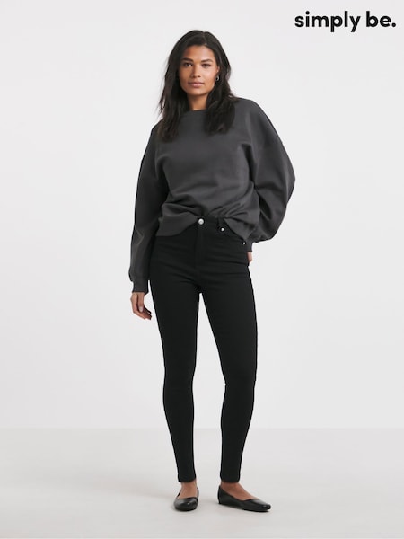 Negru - Simply Be Talie înaltă Super Mulați/Elastici Blugi skinny (N95488) | 223 LEI