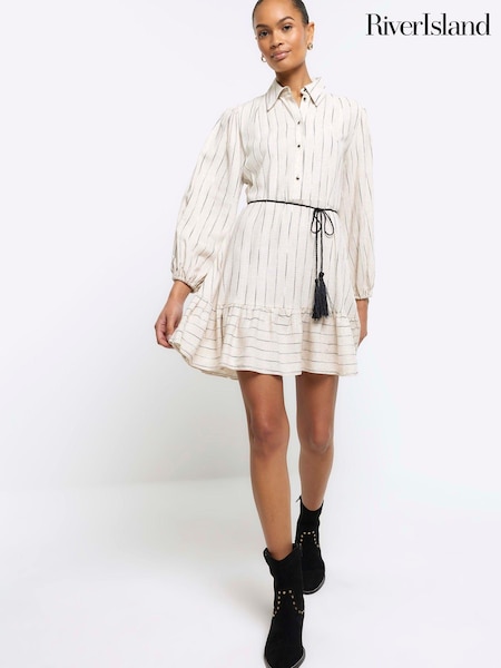 River Island Long Sleeve Belted Shirt Dress (N95527) | €30