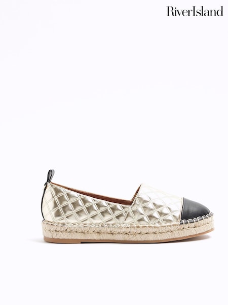 River Island Gold Quilted Espadrille Shoes (N95529) | €18.50