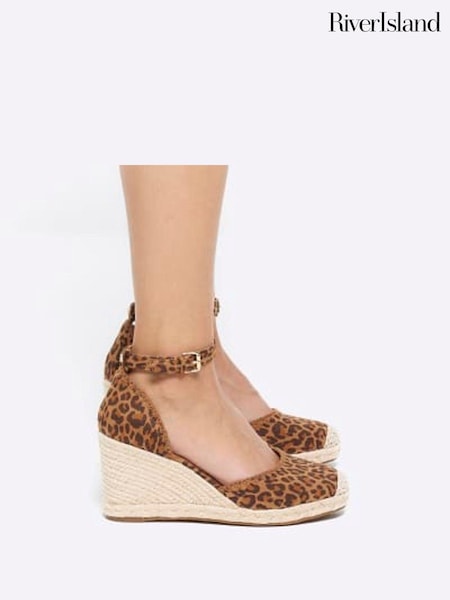 Maro - River Island Leopard Espadrille Pantofi cu platformă Sandale (N95537) | 143 LEI