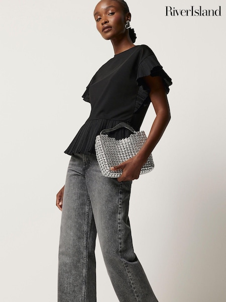River Island Black Pleated Hem Blouses (N95546) | €17.50
