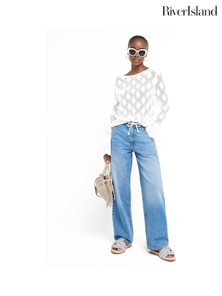 Alb - Top cu cravată din croșetat River Island (N95575) | 136 LEI