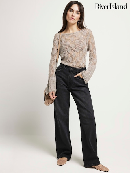 Bronz - Top cu cravată din croșetat River Island (N95576) | 136 LEI