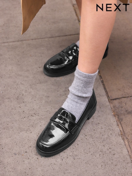 črna - Leather Forever Comfort® Round Toe Loafers (N95586) | € 28