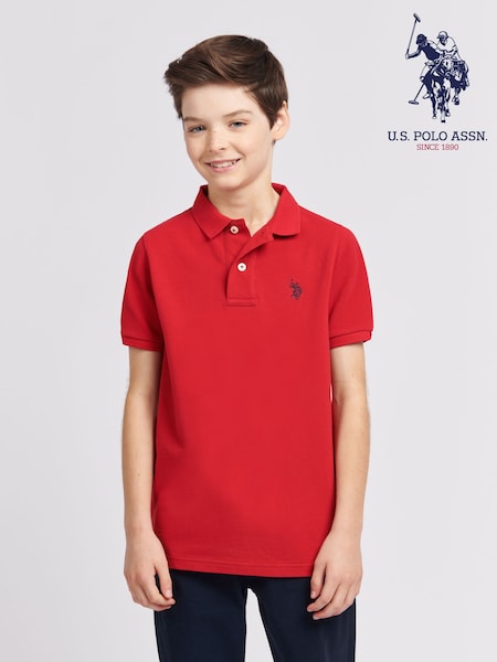 U.S. Polo Assn. Red Boys Double Horsemen Pique 100% Cotton Polo Shirt (N95628) | $60 - $72