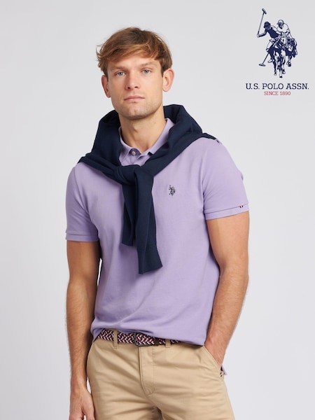 أرجواني - U.S. Polo Assn. Regular Fit Pique 100% Cotton Polo Shirt (N95657) | ‏291 د.إ.‏