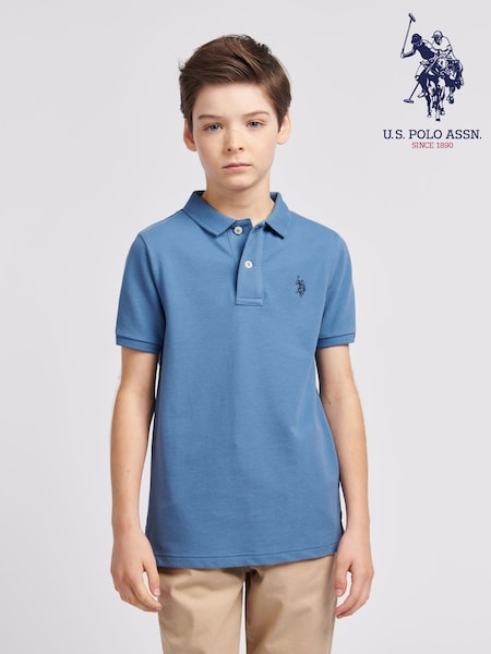 U.S. Polo Assn. Sky Blue Boys Double Horsemen 100% Cotton Polo Shirt (N95659) | AED204 - AED245