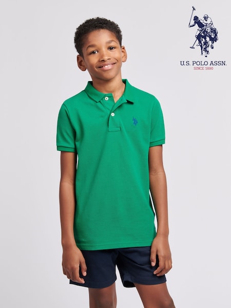 U.S. Polo Assn. Green Boys Double Horsemen 100% Cotton Polo Shirt (N95668) | AED204 - AED245