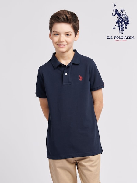 U.S. Polo Assn. Light Blue Boys Double Horsemen 100% Cotton Polo Shirt (N95696) | ₪176 - ₪211