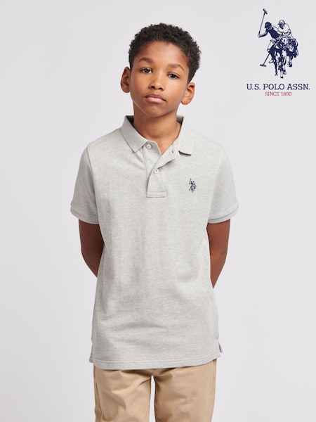U.S. Polo Assn. Grey Boys Double Horsemen 100% Cotton Polo Shirt (N95714) | AED204 - AED245