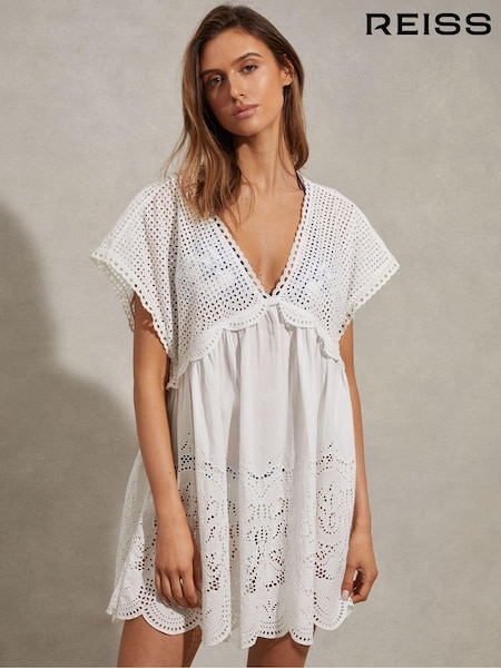Reiss Edie Broderie Mini Length Kaftan (N95967) | €233