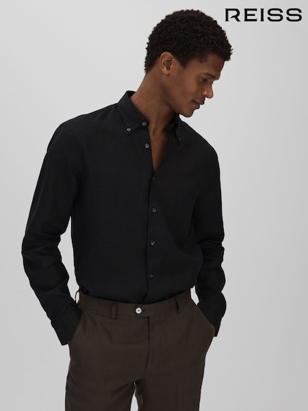 Oscar Jacobson Linen Button Down Collar Shirt (N95987) | €95
