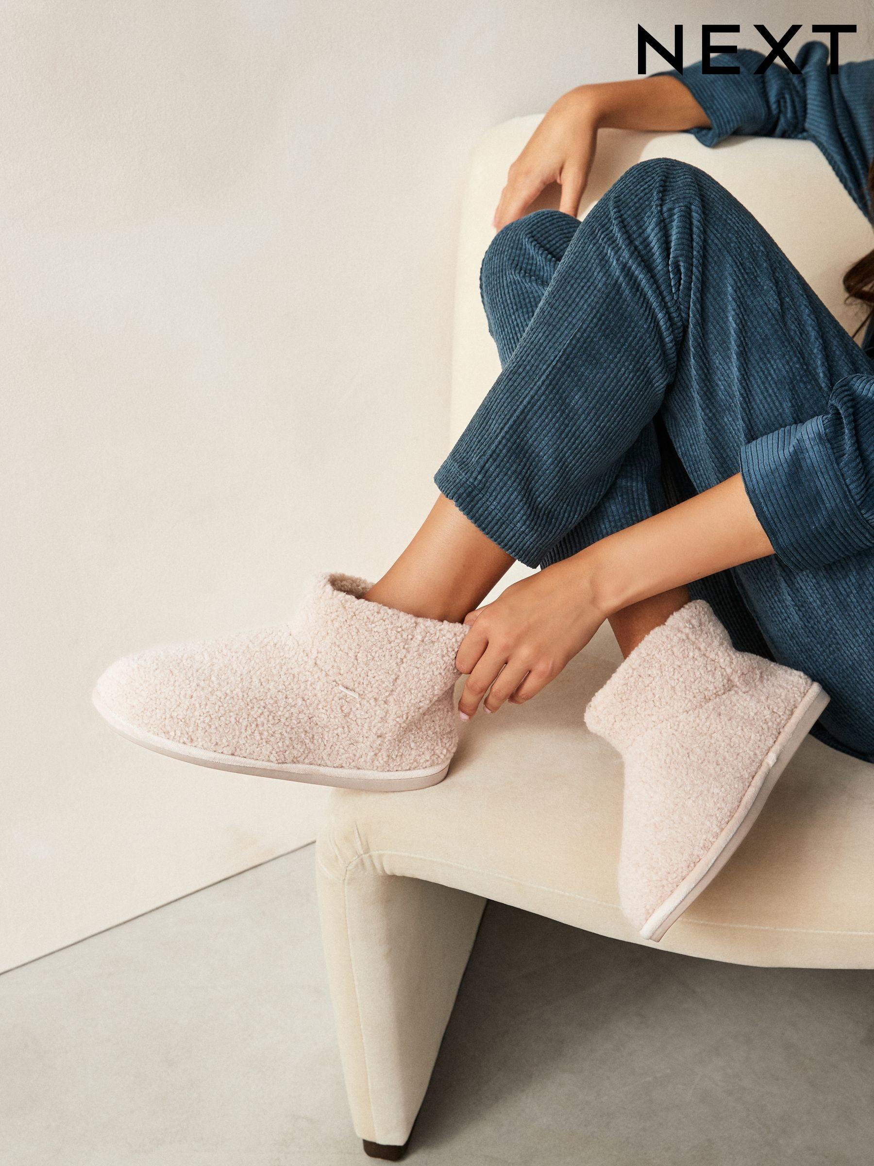 Cream slipper boots best sale