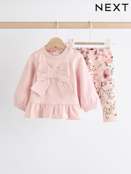 Pembe Çiçekli - Baby Sweatshirt And Leggings Set (N96037) | ₺481 - ₺ 555