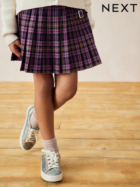 Purple Check Pleated Skirt (3-16yrs) (N96091) | € 4 - € 5