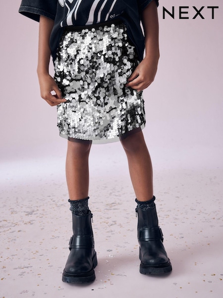 Black/Silver Sequin Skirt (3-16yrs) (N96092) | €23 - €28