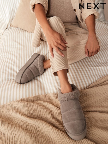 Nertsgrijs/bruin - Borg Flatform Shoot Slippers (N96100) | € 22