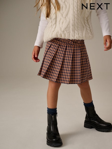 כתום - Pleated Check Skirt (3-16yrs) (N96107) | ‏67‏₪ - ‏88‏ ₪