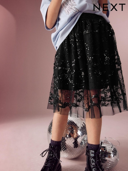 Black Lace Sequin Skirt (3-16yrs) (N96110) | €25 - €30