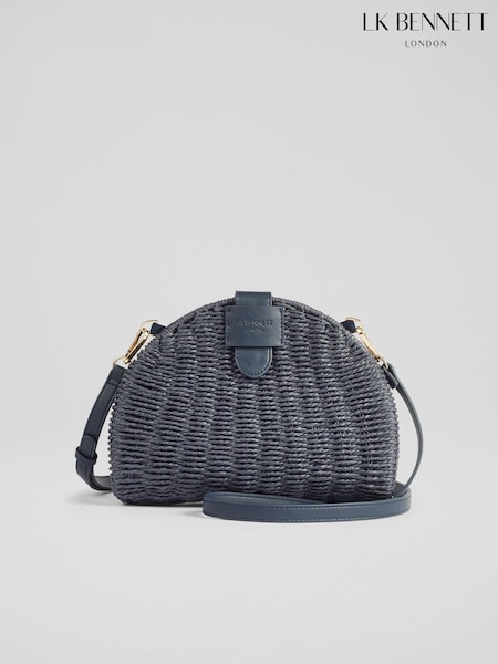 LK Bennett Blue Lorena Wicker Shoulder Bag (N96139) | €130
