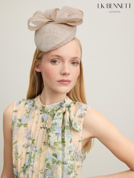 LK Bennett Natural Elowen Mesh Bow Detail Fascinator Hat (N96144) | €140