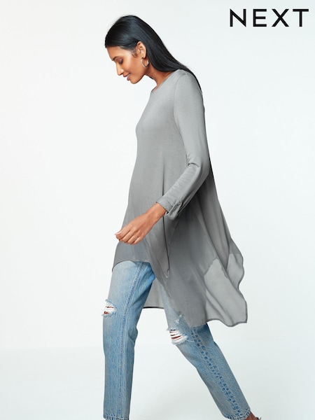 Silver Hanky Hem Longline Top (N96189) | €28