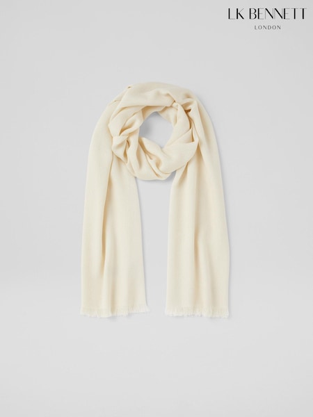 LK Bennett White Sutton Modal Wool Blend Scarf (N96193) | ₪347