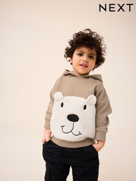 Stone Borg Bear 100% Cotton Hoodie (3mths-7yrs) (N96225) | AED53 - AED67