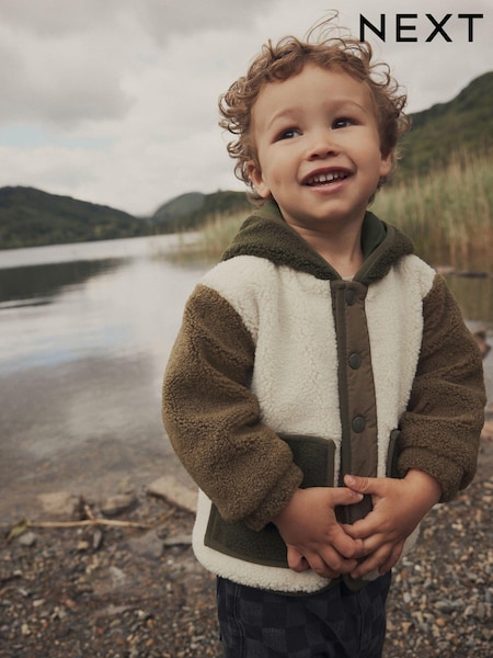 Ecru/Green Fleece Hooded Jacket (3mths-7yrs) (N96236) | €21 - €25