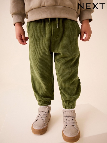 Khaki Green Cord Jersey Cuffed Joggers (3mths-7yrs) (N96289) | AED36 - AED48