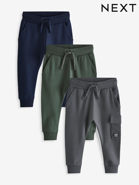 Blue/Dark Green/Charcoal Grey Super Skinny Utility Joggers 3 Pack (3mths-7yrs) (N96296) | 5,040 ISK - 5,920 ISK