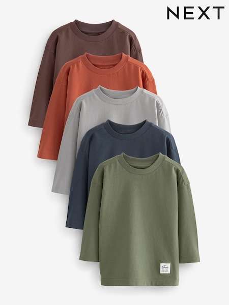 Marrón óxido - Plain Long Sleeve T-Shirts 5 Pack (3mths-7yrs) (N96322) | 29 € - 35 €