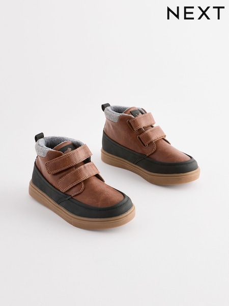 Tan Brown Standard Fit (F) Warm Lined Touch Fastening Boots (N96324) | €13.50 - €17.50