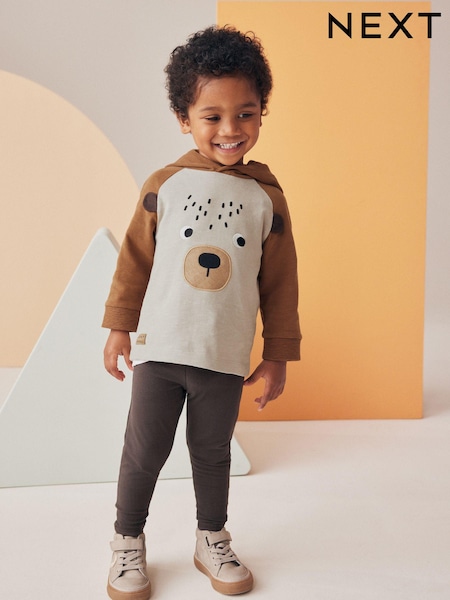 Braun mit Bär - Long Sleeve 100% Cotton Hoodie and Leggings Set (3mths-7yrs) (N96336) | 8 € - 10 €