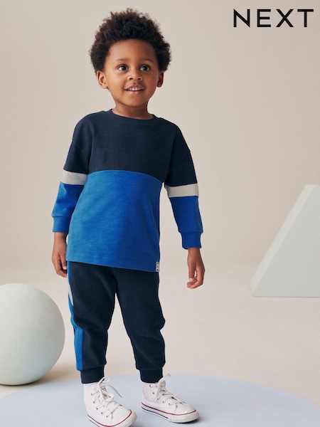 Blue 100% Cotton Long Sleeve Soft Touch T-Shirt and Joggers Set (3mths-7yrs) (N96343) | €20 - €25