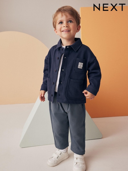 Navy/Grey 100% Cotton Jersey Shirt and Jogger Set (3mths-7yrs) (N96346) | €17 - €21