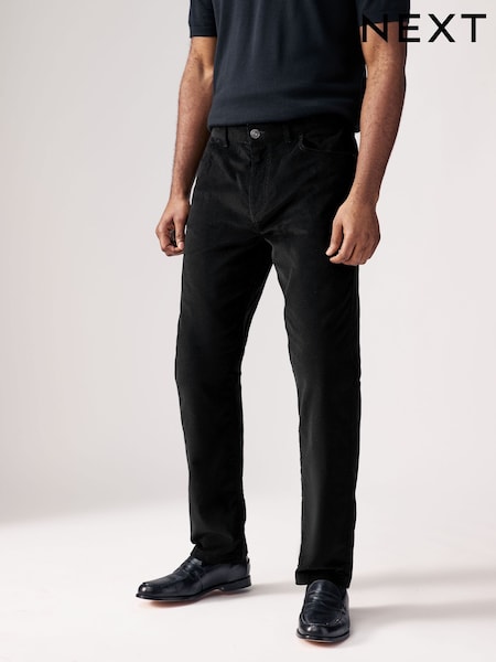 Black Micro Corduroy 5 Pocket Chinos Trousers (N96430) | R$ 365