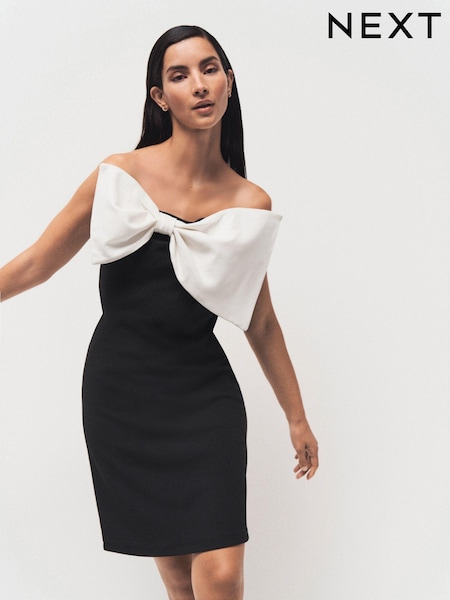 Black Bow Bandeau Mini Dress (N96439) | €23