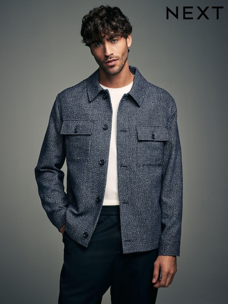 Navy Blue Brushed Check Shacket (N96456) | €51
