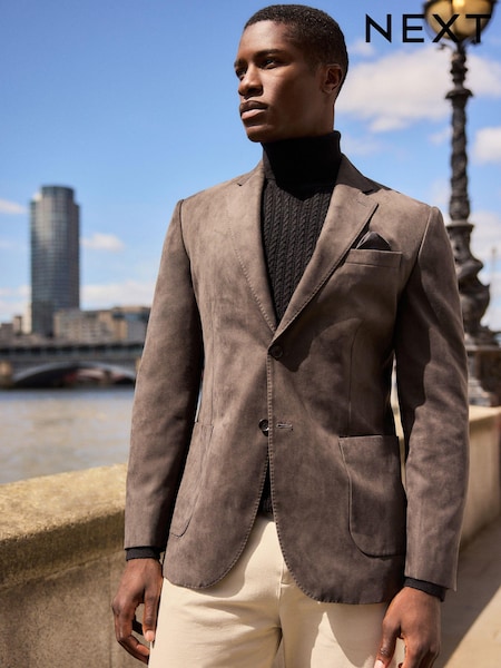 Neutral Brown Regular Fit Faux Suede Blazer (N96476) | R$ 850