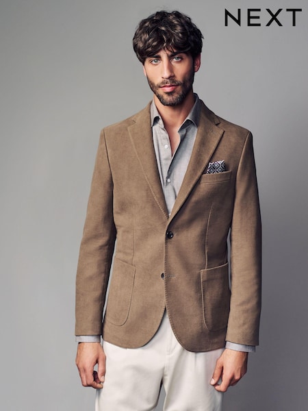 Neutral Nova Fides Moleskin Textured Blazer (N96485) | 589 QAR