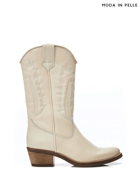 Moda in Pelle Fanntine Mid Leg Pointed Western Boots (N96491) | AED434