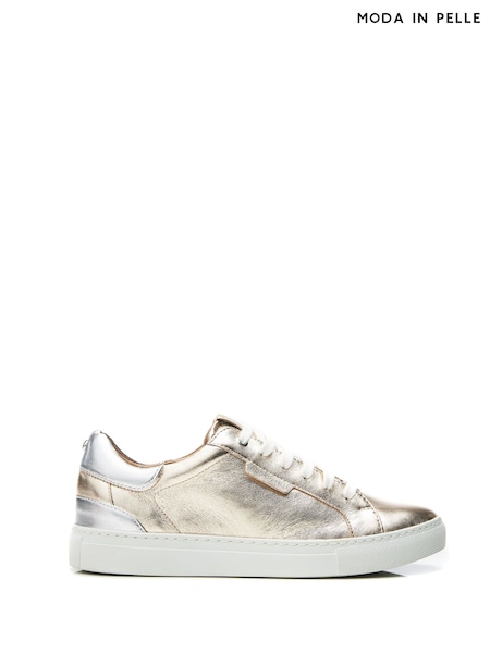 Moda in Pelle Ariba Flat Slab Lace-Up White Trainers (N96493) | ₪448