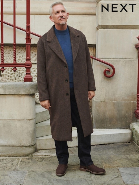Brown Soft Touch Relaxed Epsom Wool Overcoat (N96498) | AED312