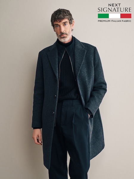 Charcoal Grey Signature Soft Touch Wool Rich Padded Italian Fabric Funnel Neck Coat (N96501) | €259