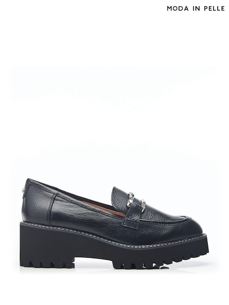 Negru - Moda in Pelle Faythe cu decorații cu zăvor New Florense (N96519) | 515 LEI