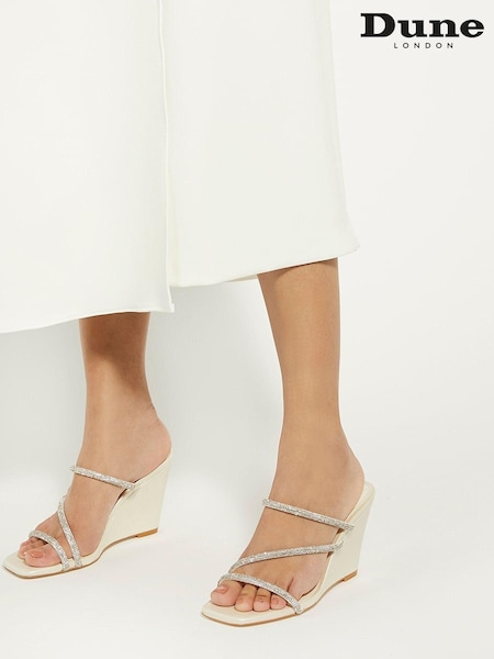Dune London Cream Moonbeam Bridal Diamanté Wedge Heels (N96659) | $278