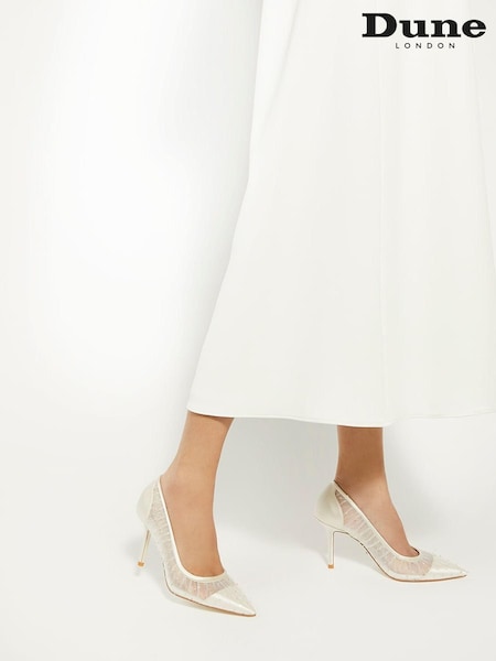 Dune London Cream Bespoke Bridal Pleat Mesh Courts (N96669) | €183