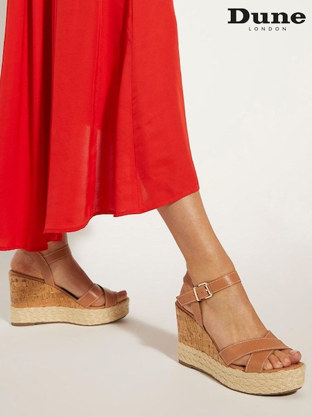Dune London Natural Kindest Cross Strap Wedge Sandals (N96717) | $135