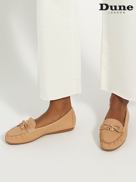 Dune London Light Brown Regular Fit Grovers Trim Detail Driving Leather Moccasins (N96737) | €112
